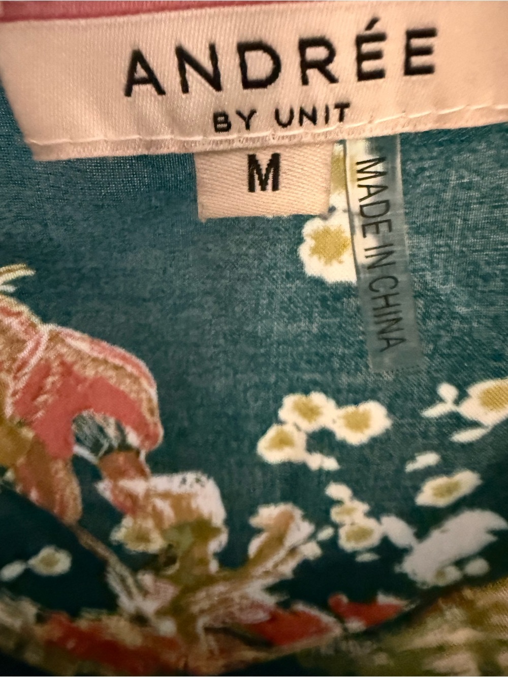 Andrée By Unit Teal Floral Boho Babydoll Tunic Dress Medium Cottagecore Feminine - Picture 4 of 6
